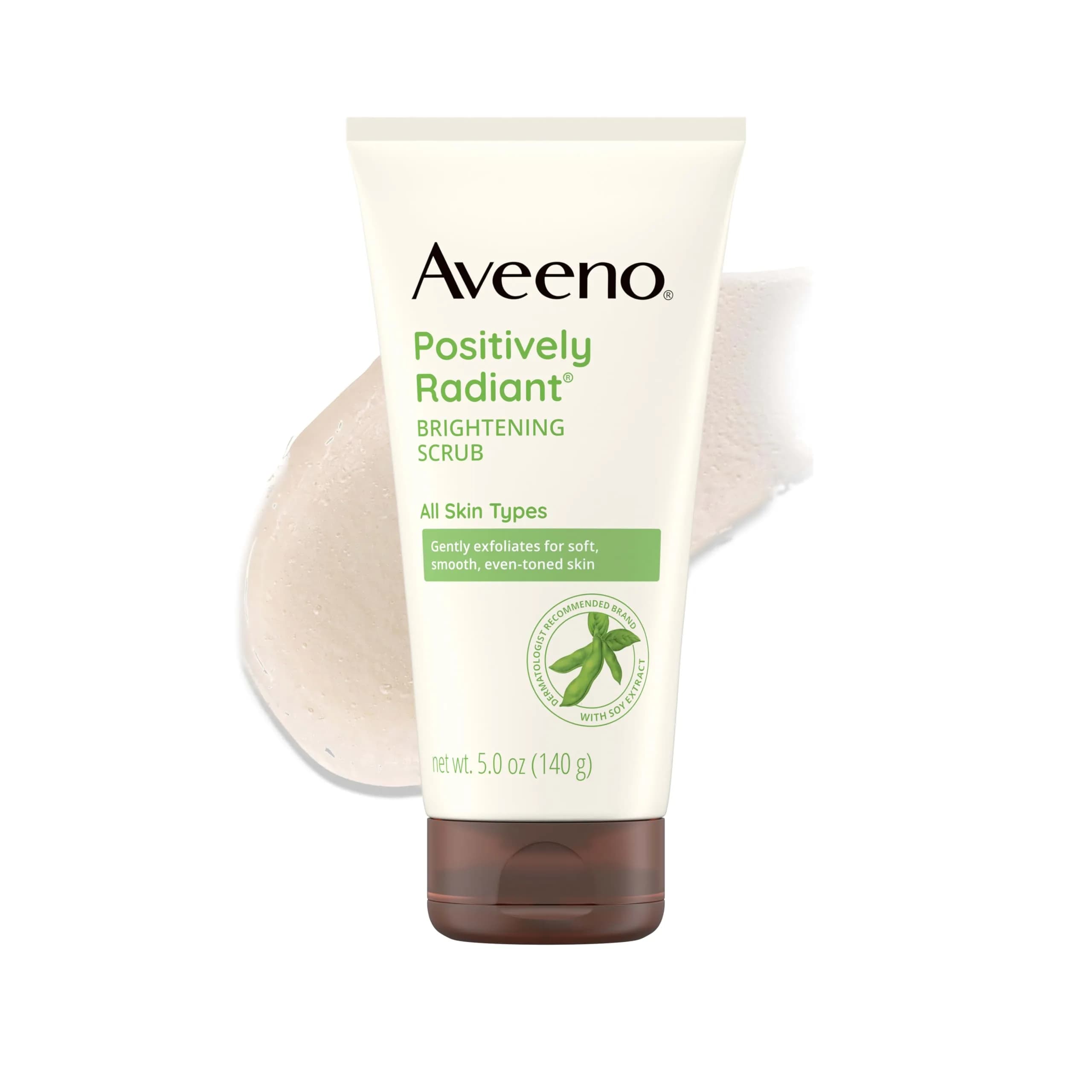 Aveeno Positively Radiant Skin Brightening Exfoliating Daily Face Wash Scrub 140ml (5 Oz) | Gentle Exfoliant for Brighter Skin - main product image
