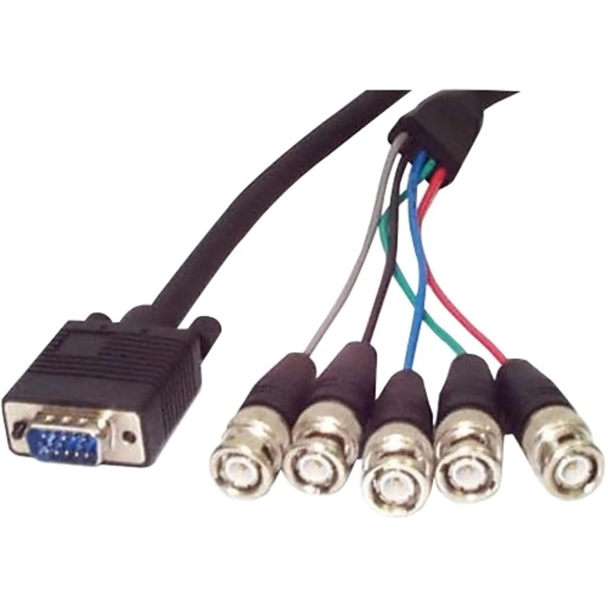StarTech.com 1 ft (0.3 m) VGA to BNC Cable - HD15 VGA to 5 BNC Male/Female - Black — Black