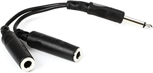 Hosa YPP-111 1/4 Inch TS to Dual 1/4 Inch TSF Y Cable, 15cm (6 Inch) | Splits Mono Signal for Audio Components thumbnail 1