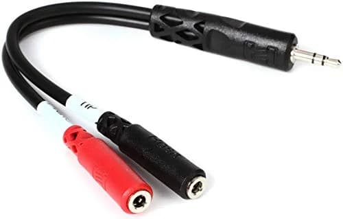 Hosa YMM-261 3.5mm TRS to Dual 3.5mm TSF Stereo Breakout Cable | 15cm (6 inches) Splitter for Audio Devices thumbnail 1