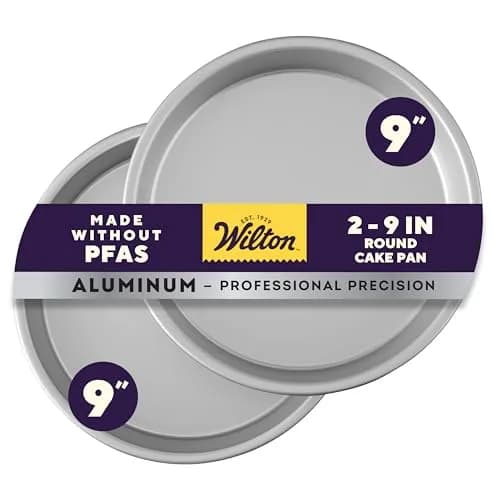 Wilton Performance Aluminum Round Cake Pan Set, 9 x 2 in (22.86 x 5.08 cm) | Even Heat Distribution for Professional Layers thumbnail 1