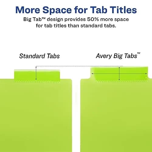 Avery Plastic Dividers Big Tab 8-Tab Multicolor | Large Writable Tabs for Binders thumbnail 6