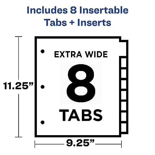 Avery Plastic Dividers Big Tab 8-Tab Multicolor | Large Writable Tabs for Binders thumbnail 3