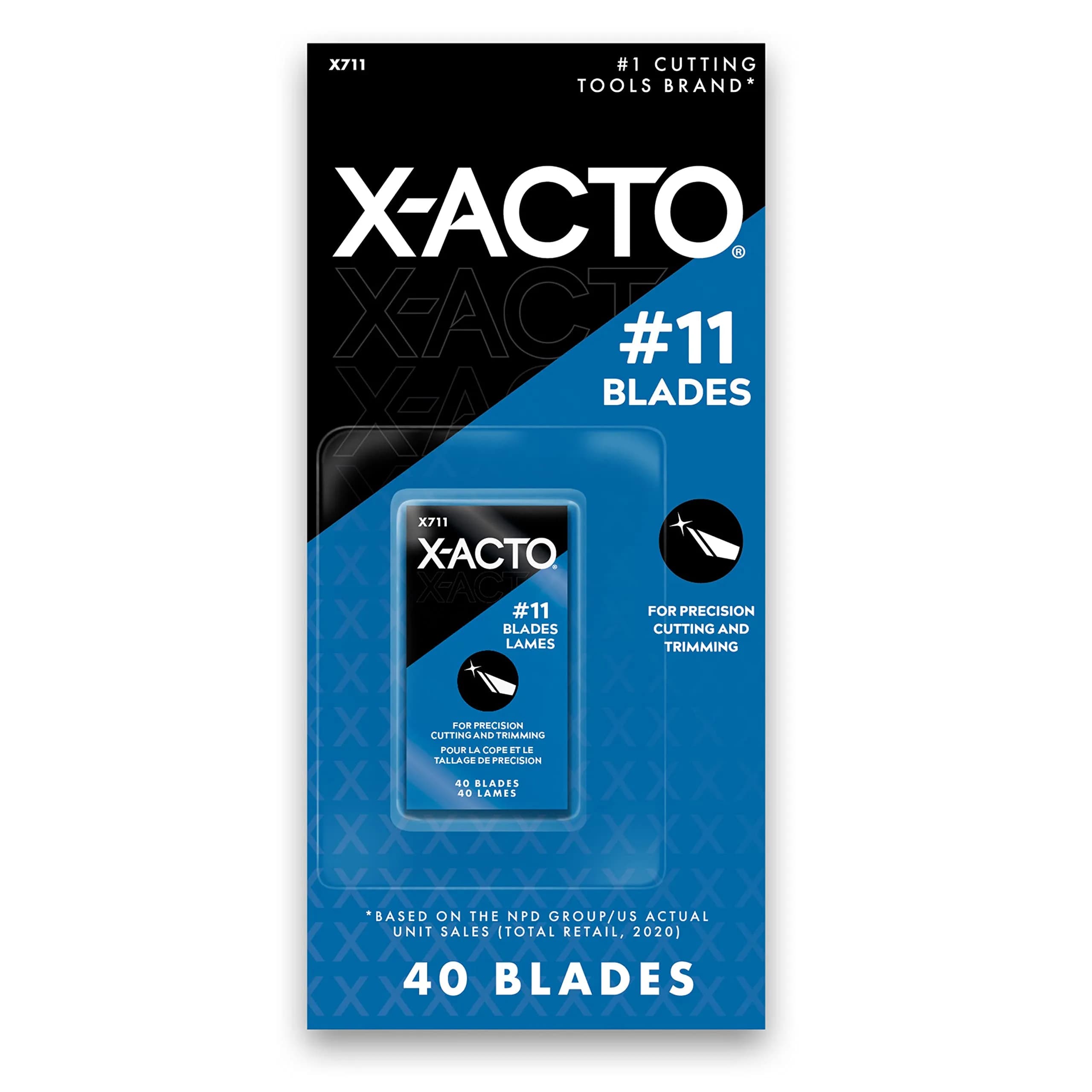 X-Acto #11 Classic Fine Point Replacement Blades, 40 Count | Precision Cutting & Trimming — Multicolor
