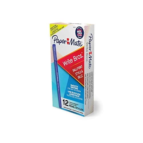 Paper Mate Write Bros. Ballpoint Pens, Medium Point (1.0mm), Blue, 12 Count | Smooth Ink, Sleek Design thumbnail 1
