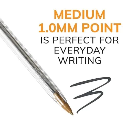 BIC Cristal Xtra Smooth Black Ballpoint Pens, Medium Point, 12-Count Pack | Smooth Ink Flow thumbnail 3