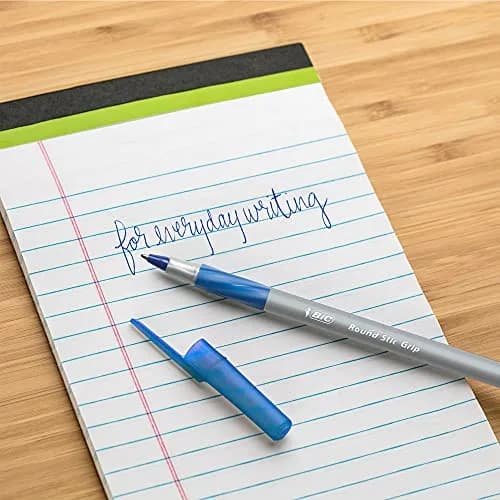 BIC Round Stic Grip Xtra Comfort Fine Blue Ballpoint Pens, 0.8mm, 12-Count Pack | Smooth Ink Flow for Students & Office thumbnail 5
