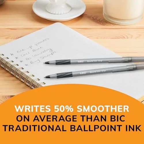 BIC Round Stic Grip Xtra Comfort Fine Blue Ballpoint Pens, 0.8mm, 12-Count Pack | Smooth Ink Flow for Students & Office thumbnail 6