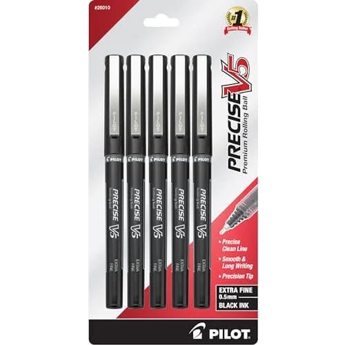 Pilot Precise V5, Extra Fine Point 0.5 mm Black Pens | Smooth, Accurate & Fade-Resistant thumbnail 1