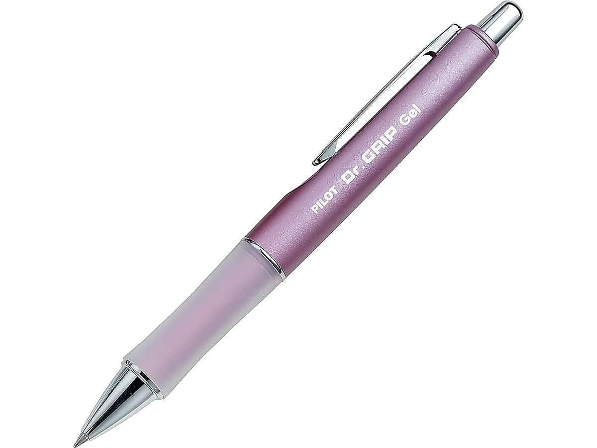 PILOT Dr. Grip Limited Gel Pen, Black Ink, Fine Point 0.7mm | Ergonomic Writing Instrument — Metallic Mauve Barrel