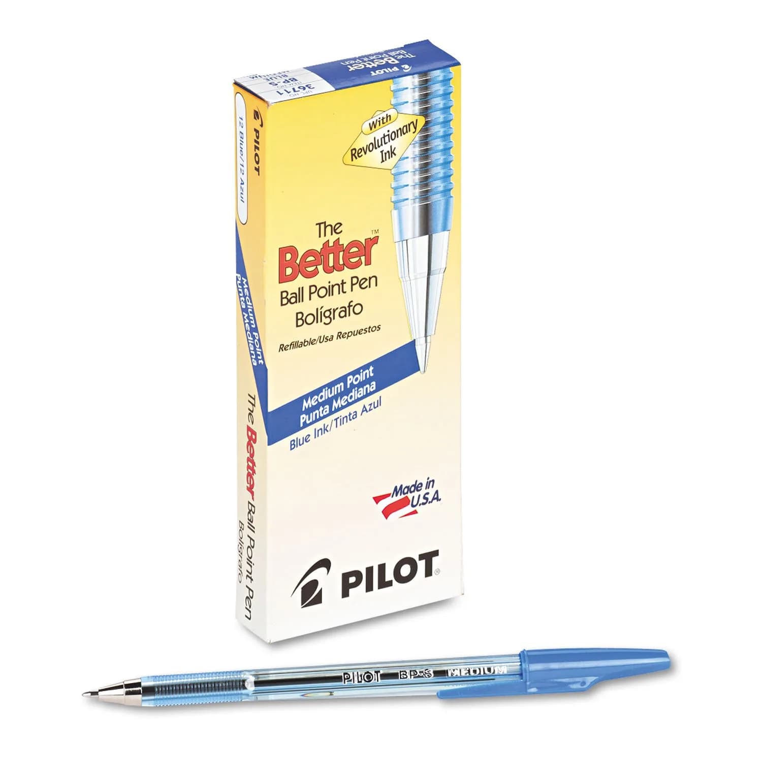 PILOT The Better Ball Point Pen Fine Point 0.7mm Black Ink 12-Pack | Smooth Writing for Students & Professionals — Blue Ink