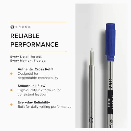 Cross Ballpoint Pen Refill, Blue Fine Point, 2-Pack | Writes 2.1 Miles thumbnail 4