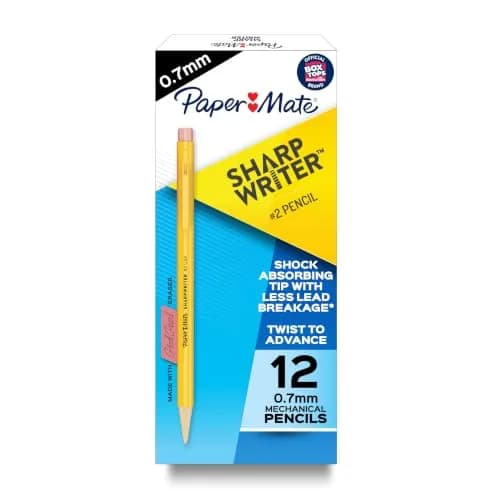 Paper Mate SharpWriter Mechanical Pencils 0.7mm HB #2 Yellow | Shock Absorbing Tip for Precise Writing thumbnail 1