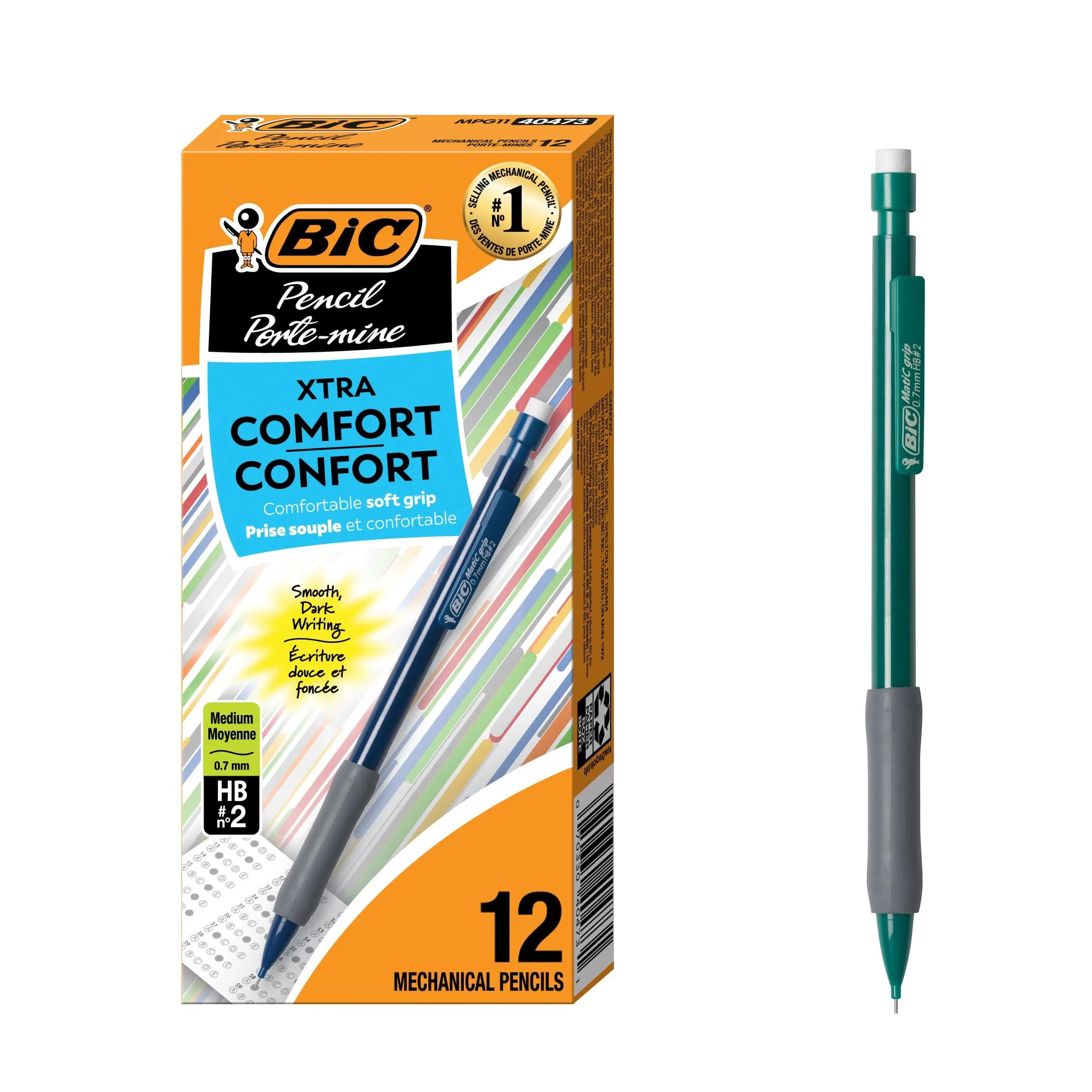 BIC Xtra Comfort Mechanical Pencils with Erasers 0.7mm | Reliable School & Office Supplies - main product image