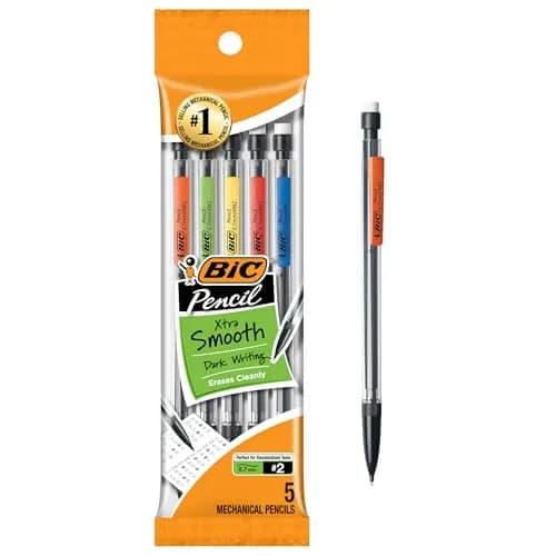 BIC Xtra-Smooth Mechanical Pencils with Erasers 5 Pack | Smudge-Free No Sharpening thumbnail 1