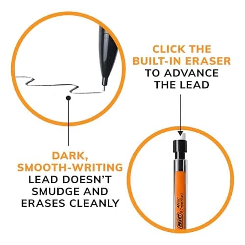 BIC Xtra-Smooth Mechanical Pencils with Erasers 5 Pack | Smudge-Free No Sharpening thumbnail 3