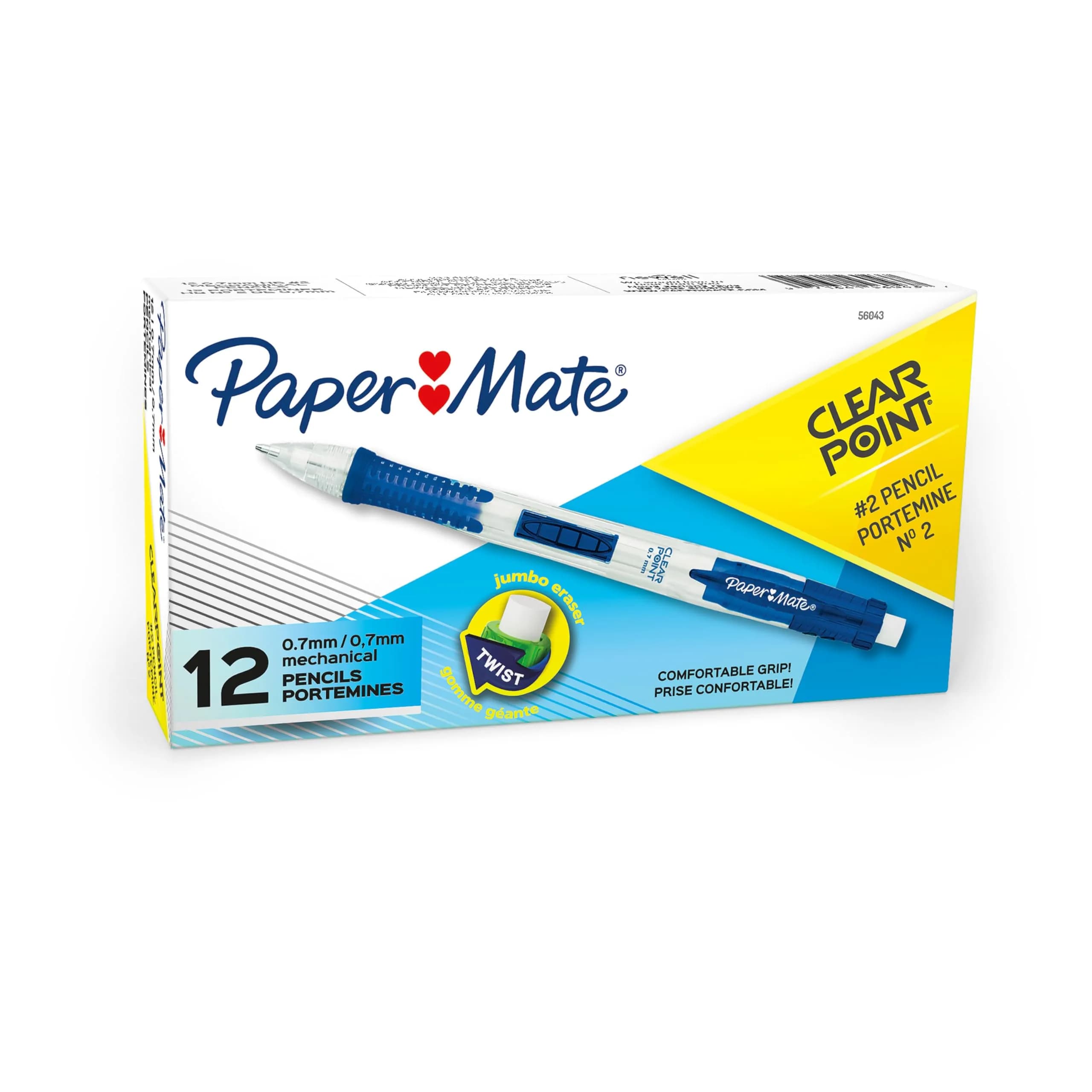 Paper Mate Clearpoint Mechanical Pencils 12 Pack | 0.7mm HB #2 Lead, Blue Barrels, Teacher & Student Supplies - main product image