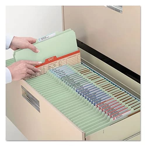 Smead Pressboard Classification File Folder with SafeSHIELD Fasteners, 2 Dividers, 2" Expansion, Letter Size, Gray/Green, 10 per Box | 25 pt. Pressboard thumbnail 6