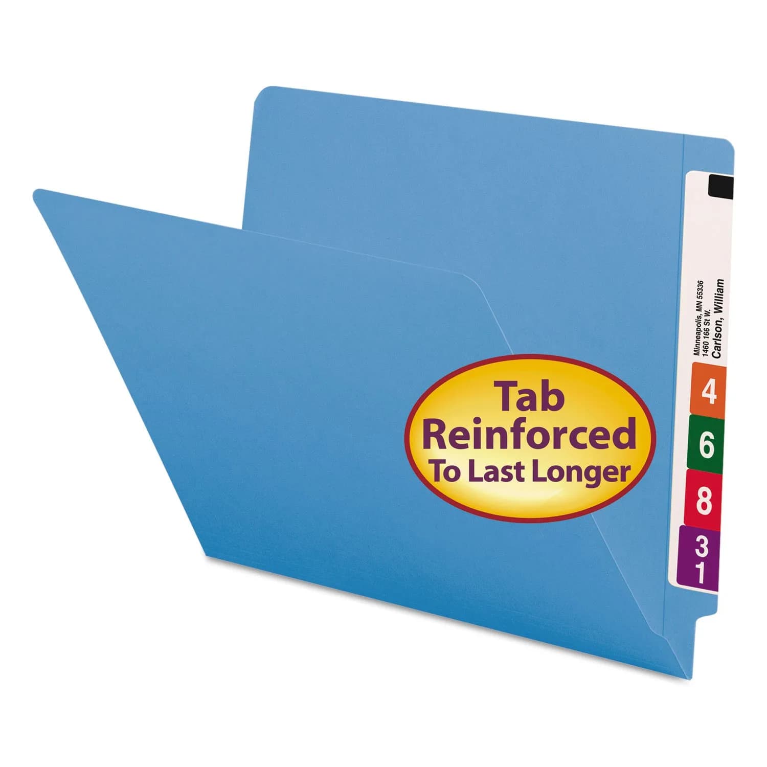 Smead End Tab File Folder, Shelf-Master Reinforced Straight-Cut Tab, Letter Size, Red, 100 Per Box | Industry Standard for Efficient Shelf Filing — Blue