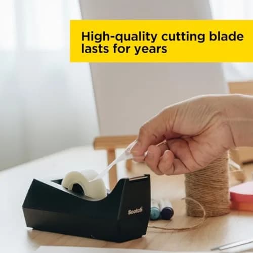 Scotch Classic Desktop Tape Dispenser Black 2.7 in. x 2.7 in. x 6.4 in. | Weighted Base for One-Handed Use thumbnail 6