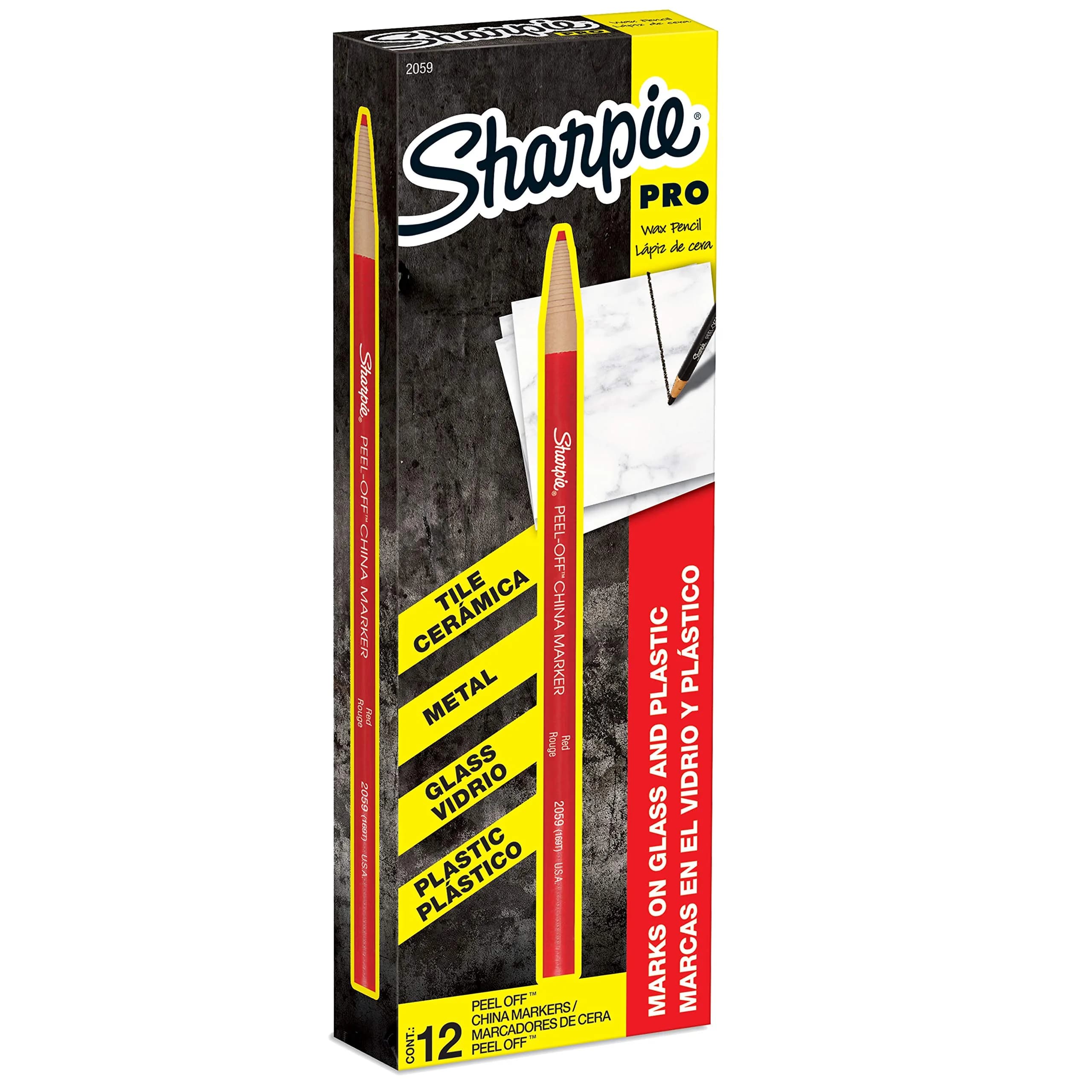 Sharpie Peel-Off China Markers Red 12 Count | Fade & Moisture Resistant Marking Pen