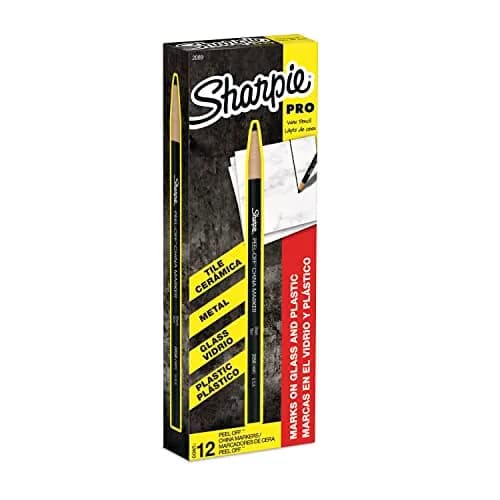 Sharpie Peel-Off China Marker Grease Pencils, Black, 12 Count | Writes on Glass, Metal, Plastic thumbnail 1