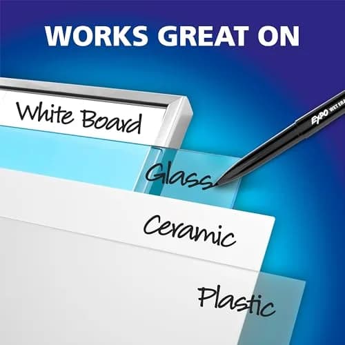 EXPO Wet Erase Markers, Black, Ultra Fine Tip, 12 Count | Water-Activated Erasing thumbnail 7