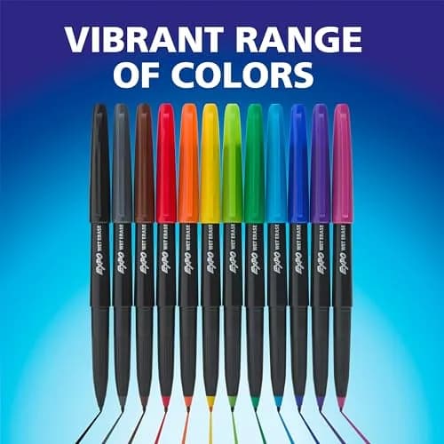 EXPO Wet Erase Markers, Black, Ultra Fine Tip, 12 Count | Water-Activated Erasing thumbnail 8