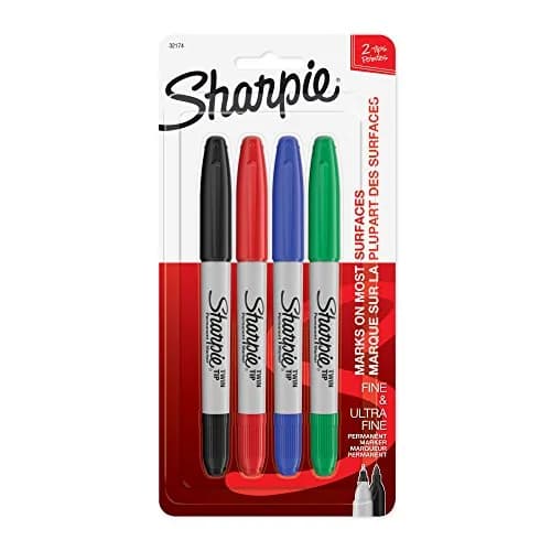 Sharpie Twin Tip Permanent Markers Fine and Ultra Fine Assorted Colors 4 Count | AP Certified Ink thumbnail 1