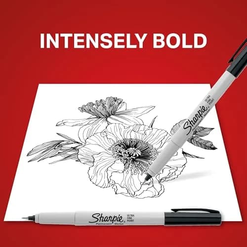 Sharpie Permanent Markers Ultra Fine Tip Black 12 Count | Precise Marks, Fade Resistant thumbnail 3