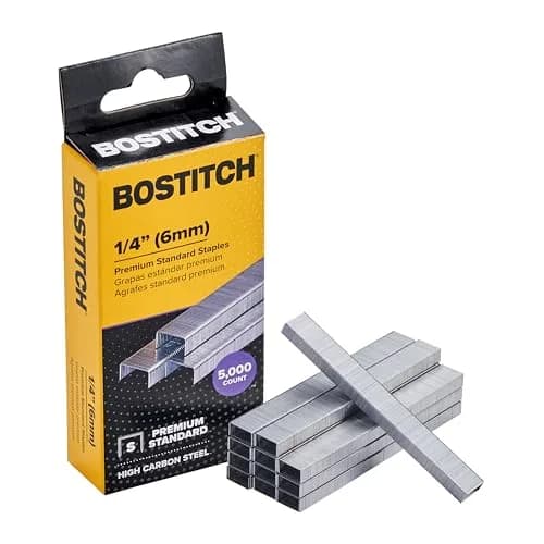 Bostitch Office Standard Staples 1/4" Leg Length 5000 Count | High Carbon Steel for 28 Sheets thumbnail 1