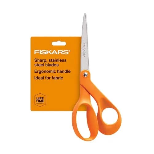 Fiskars 8" Original Orange-Handled Stainless Steel Scissors | 20.32 cm (8 Inch) All-Purpose Paper and Fabric Scissors thumbnail 1