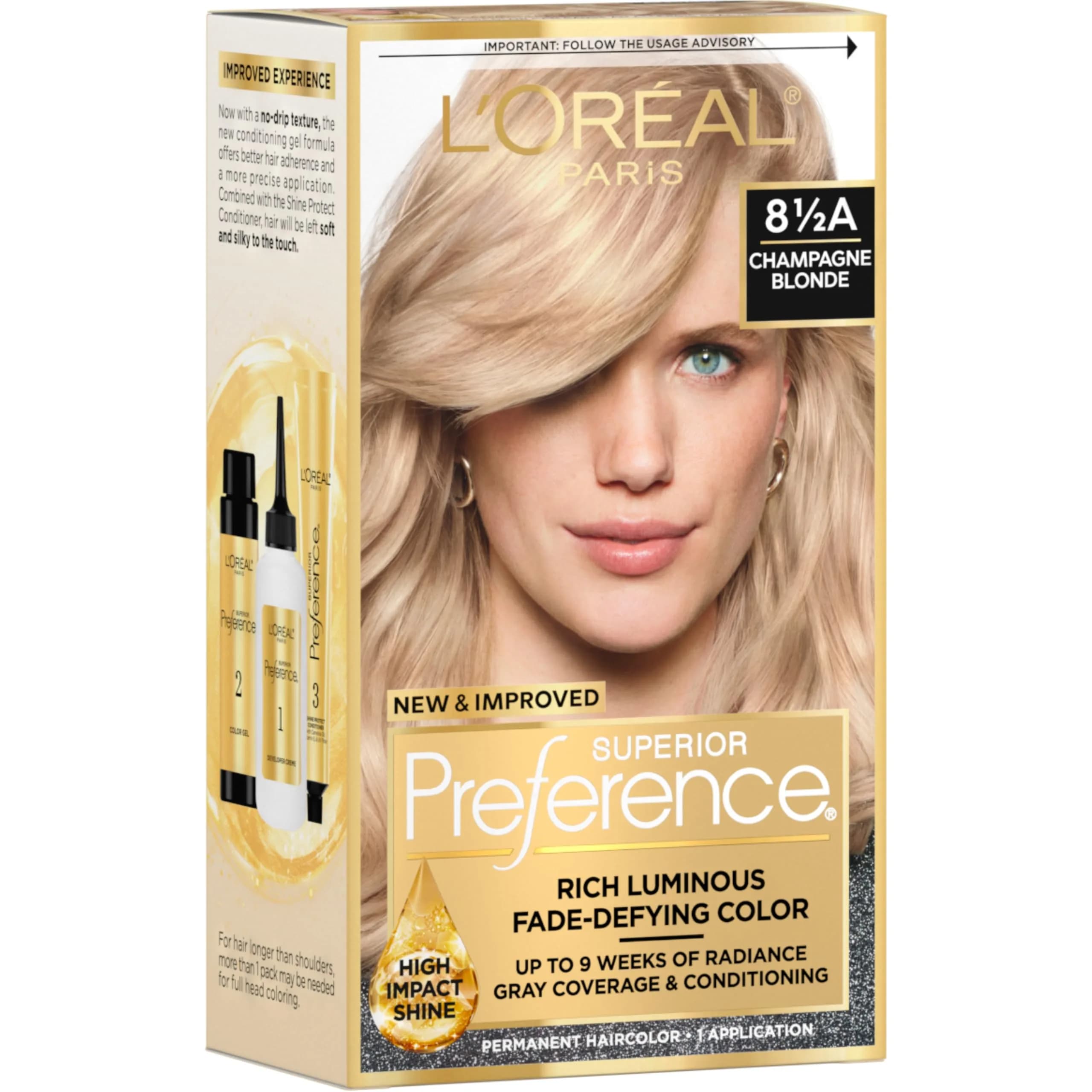 L'Oreal Paris Superior Preference Permanent Hair Color 8.5A Champagne Blonde Kit | Fade-Defying Radiance for Up to 9 Weeks — 8.5A Champagne Blonde
