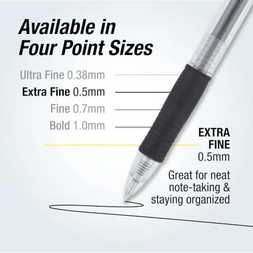 PILOT G2 Premium Gel Roller Pens, Extra Fine Point 0.5 mm, Black Ink, Pack of 12 | Smooth Writing for Students & Office thumbnail 5