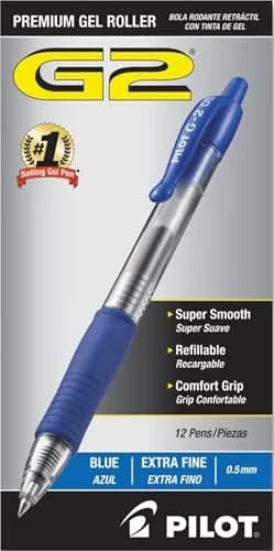 PILOT G2 Premium Gel Roller Pens, Extra Fine Point 0.5 mm, Blue Ink, Pack of 12 | Smooth Writing Instrument thumbnail 1