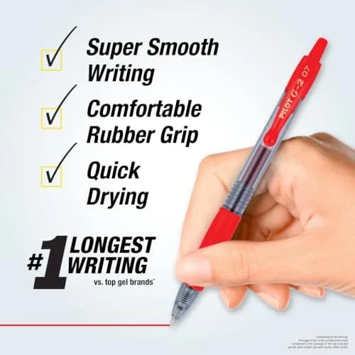 Pilot G2 Premium Gel Roller Pens Fine Point 0.7 mm Red Pack of 12 | Smooth Ink Flow Writing Instrument thumbnail 2