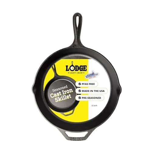 Lodge Seasoned Cast Iron Skillet 12 Inches (30 cm) | Naturally Non-Stick & Oven Safe thumbnail 1