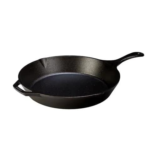 Lodge Seasoned Cast Iron Skillet 13.25 Inches (33.65 cm) | Heavy-Duty, Non-Stick, Oven-Safe Cookware thumbnail 3