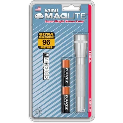MagLite Mini Incandescent 2-Cell AA Flashlight | Classic American Design, Silver thumbnail 2