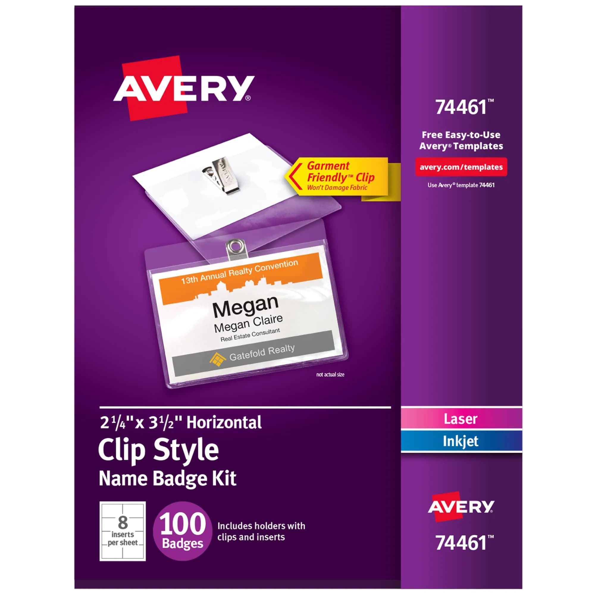 Avery Clip Style Name Tags, 2.25" x 3.5" | Reusable, Professional Badge Holders for ID & Events - main product image