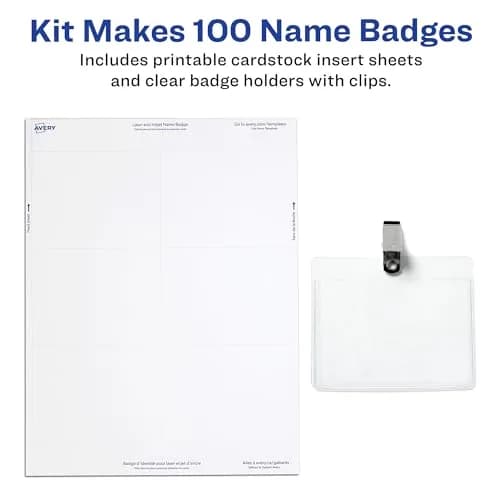 Avery Clip Style Name Tags, 2.25" x 3.5" | Reusable, Professional Badge Holders for ID & Events thumbnail 3