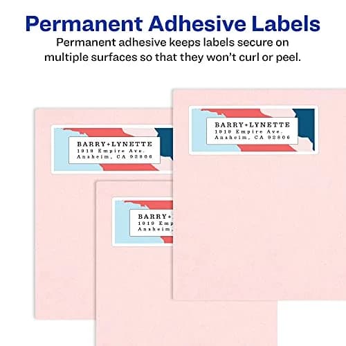 Avery Easy Peel Printable Address Labels with Sure Feed, 1" x 4", White, 5,000 Labels | Professional Grade thumbnail 3