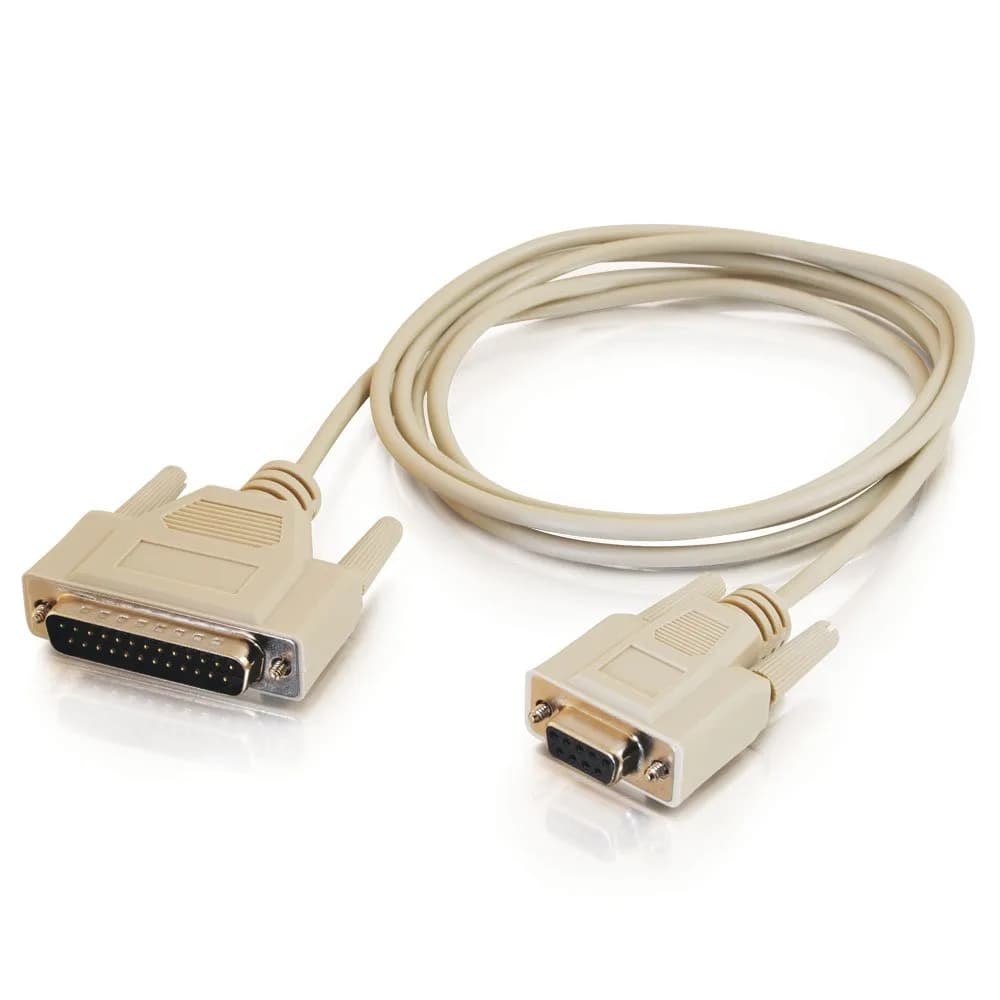 C2G DB25 Male to DB9 Female Serial RS232 Null Modem Cable 6 Feet Beige - main product image