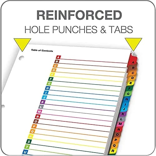 Cardinal Binder Dividers, A–Z Tab, Reversible Multicolor, Lettered, 1 Set (60218) | Customizable Table of Contents thumbnail 6