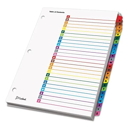 Cardinal Binder Dividers, A–Z Tab, Reversible Multicolor, Lettered, 1 Set (60218) | Customizable Table of Contents thumbnail 2