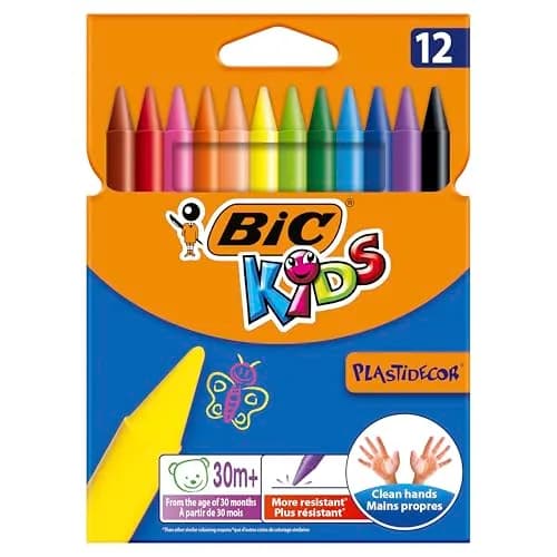 BIC Plastidecor Crayons 12 Pack | Vivid, Long-Lasting, Sharpenable for Kids 30+ Months thumbnail 1