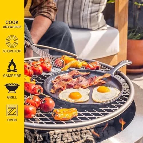 Lodge Round Seasoned Cast Iron Griddle 10.5 Inch (26.7 cm) | PFAS-Free, Even Heat Distribution thumbnail 5