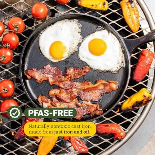 Lodge Round Seasoned Cast Iron Griddle 10.5 Inch (26.7 cm) | PFAS-Free, Even Heat Distribution thumbnail 6