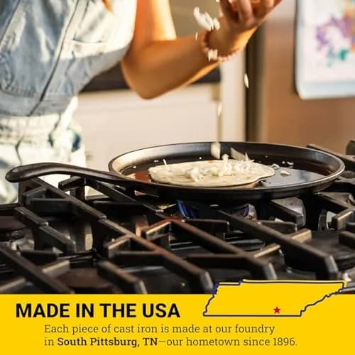 Lodge Round Seasoned Cast Iron Griddle 10.5 Inch (26.7 cm) | PFAS-Free, Even Heat Distribution thumbnail 9