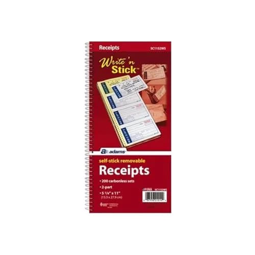 Adams Write n' Stick Receipt Book, 2-Part, Carbonless, White/Canary, 5.25 x 11 inches (13.3 x 27.9 cm) | 200 Sets per Book thumbnail 3